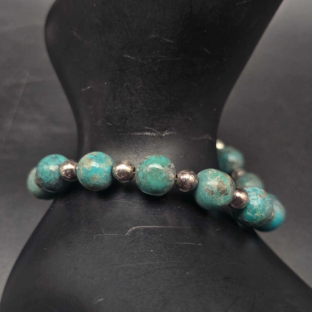 Carolyn Pollack Relios Turquoise Bracelet Sterling SIlver Beaded Southwest